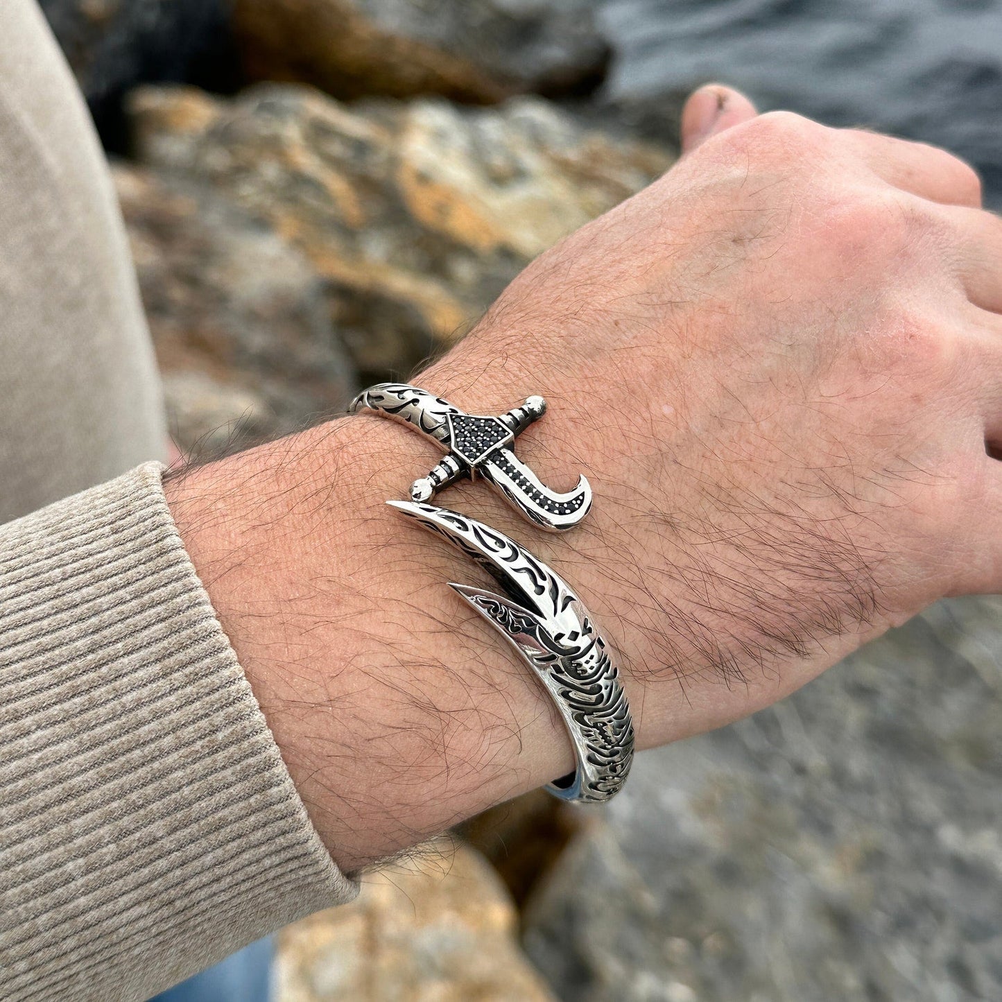 Silver Sword Bracelet , Mens Zulfiqar Bracelet