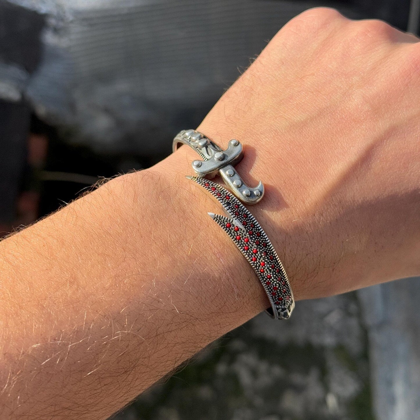 Mens Ruby Stone Zulfiqar Bracelet