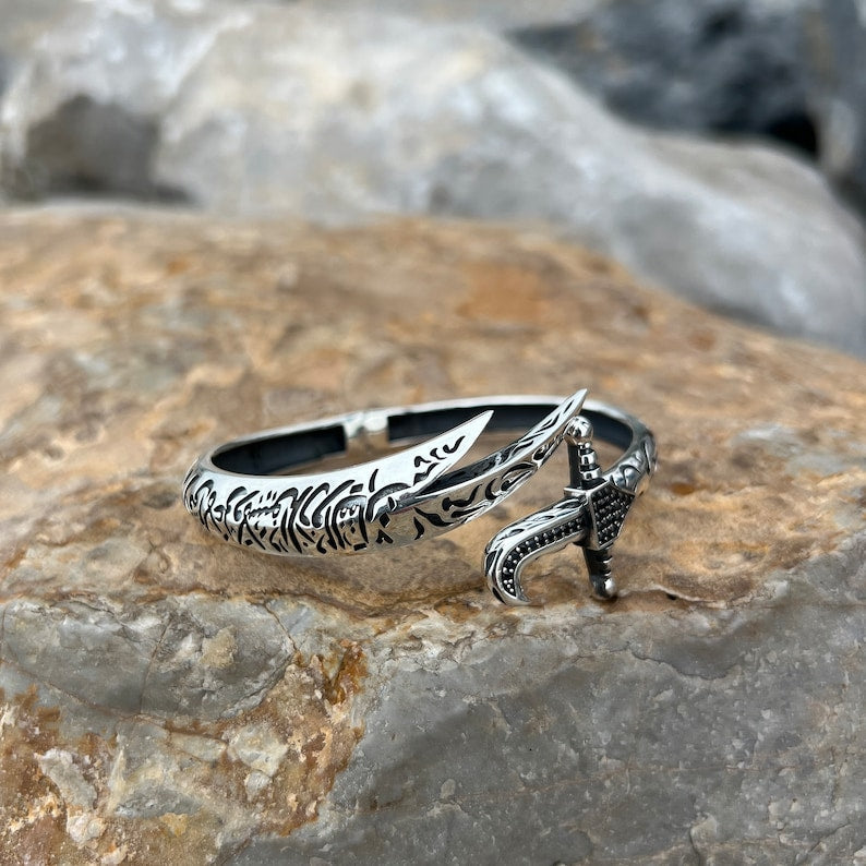 Silver Sword Bracelet , Mens Zulfiqar Bracelet